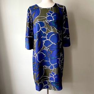 Apt. 9 | 3/4 Sleeve Shift Dress | Royal Blue & Green | Small